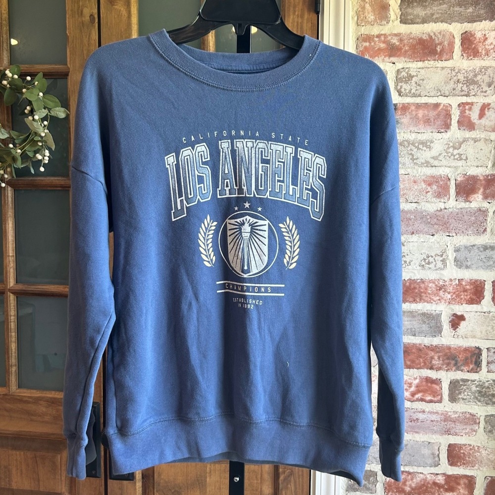 Abercrombie Kids Sweatshirt 13/14 Blue Los Angeles Graphic Crew Neck Pullover